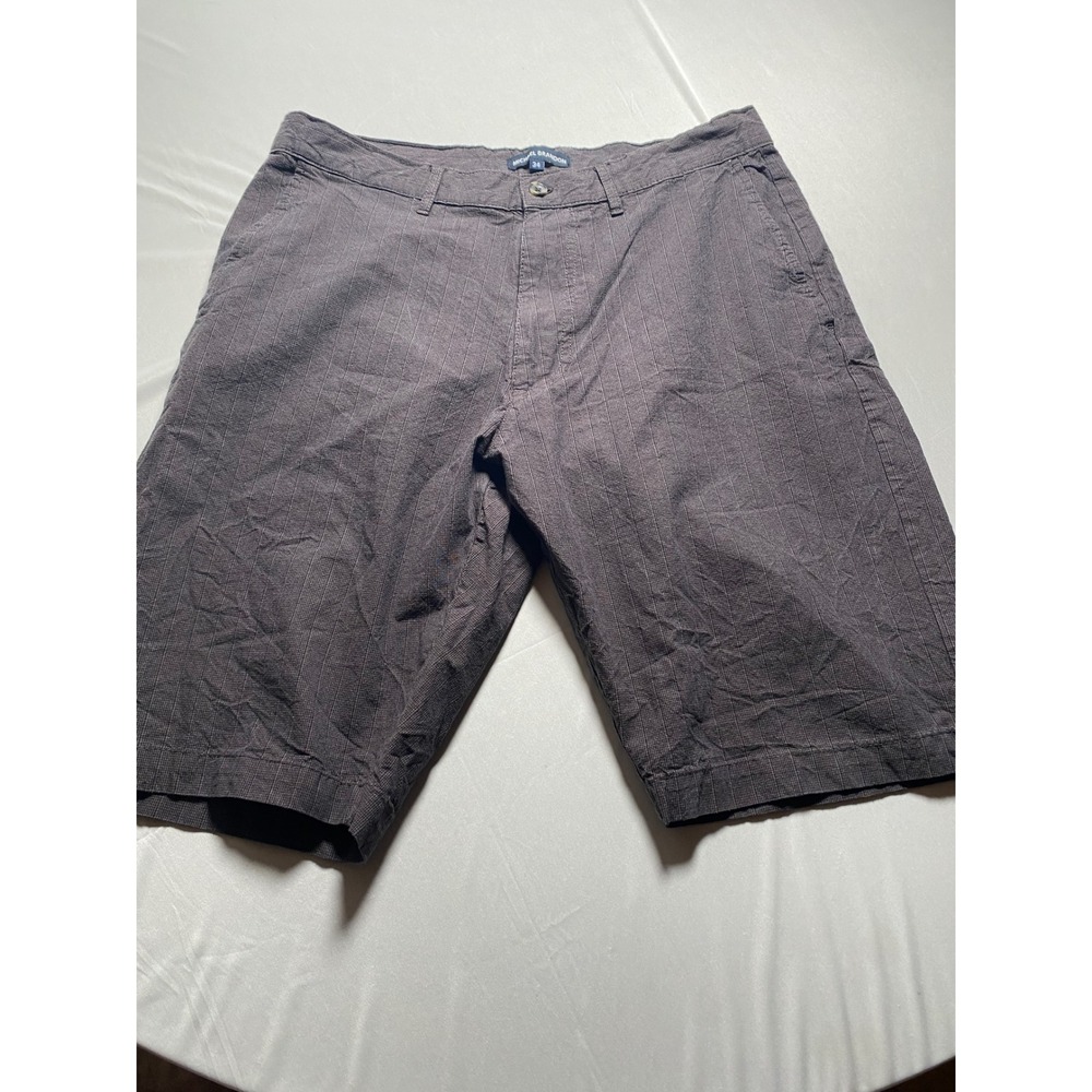 Michael Brandon Mens Pinstripe Flat Front Cotton Shorts Charcoal Grey Size 34